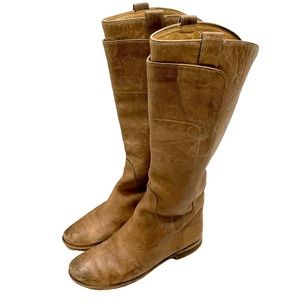 Frye Paige Tall Riding Grey Burnished Antiqued Leather Boots